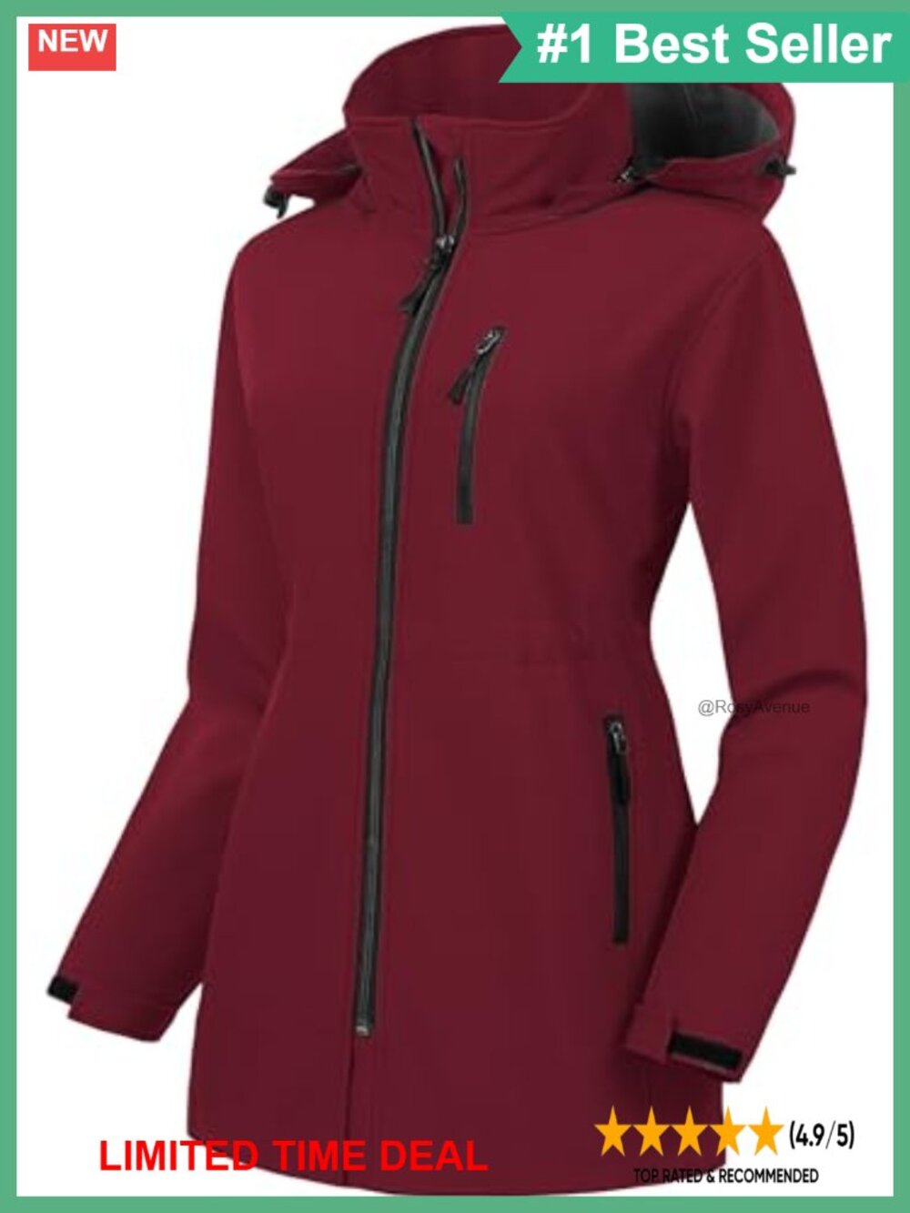 Plus Size Long Softshell Jacket Waterproof Fleece Lined Windbreaker Hood